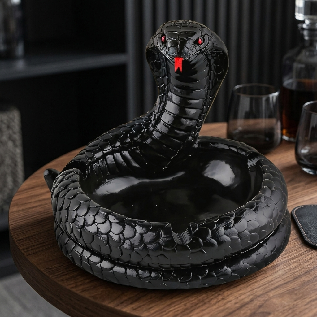 Cobra Snake Ashtray - Obsidian Black lifestyle | b13-979c25f7
