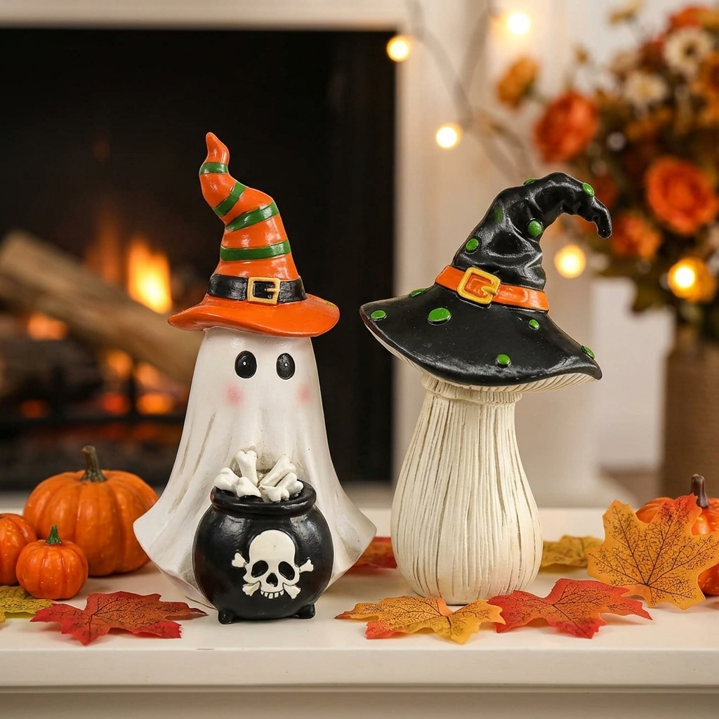 Ghost and Mushroom Figurine Set of 2 lifestyle | b13-2831060b