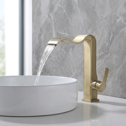 b14-ecfe9365 Brushed Brass Waterfall Faucet