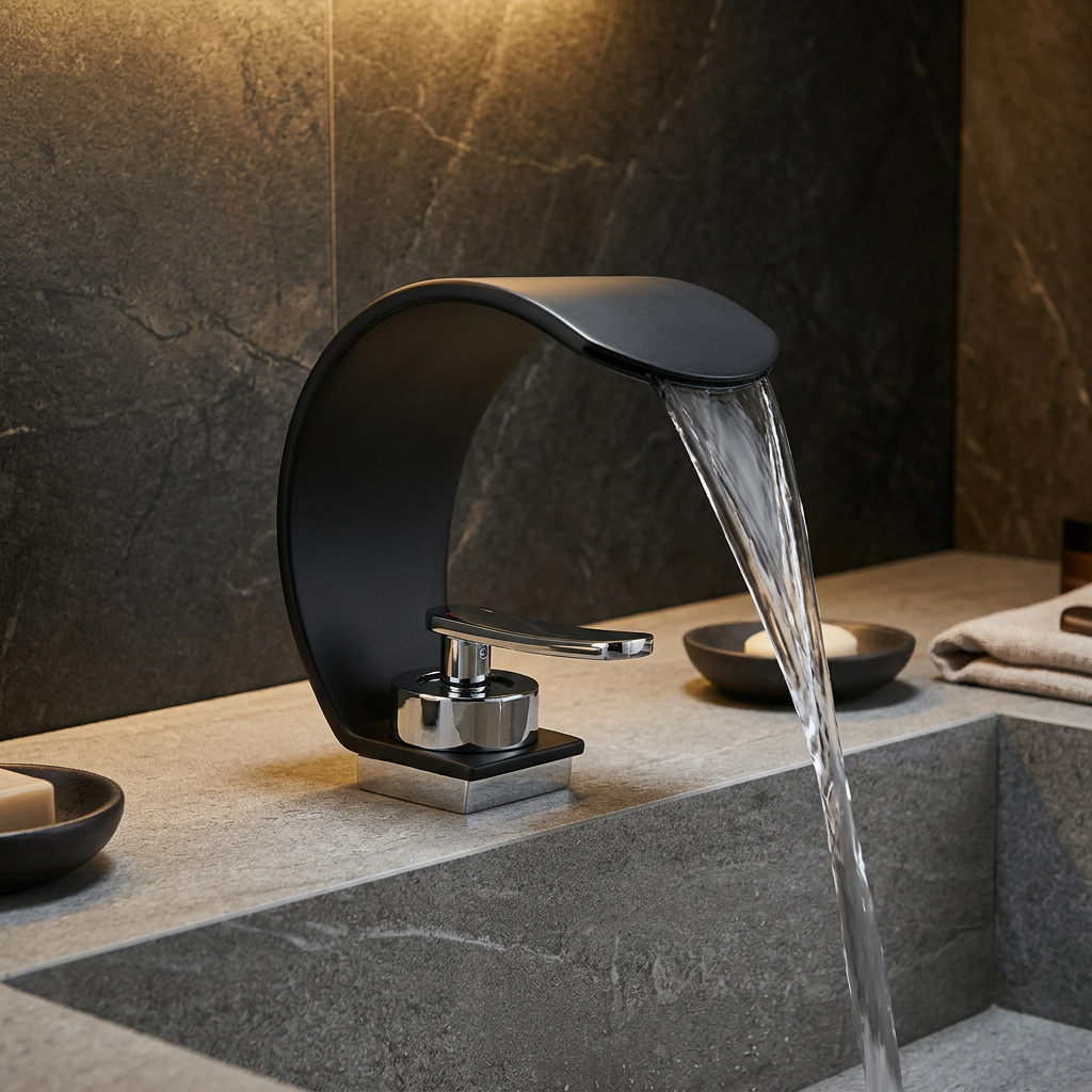 b14-974c6128 ArcFlow Waterfall Faucet Black