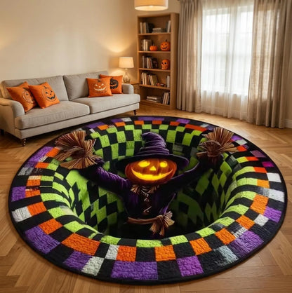 3D Optical Illusion Round Rug, Waterproof Non Slip Halloween Floor Mat in 5 Designs and 3 Sizes