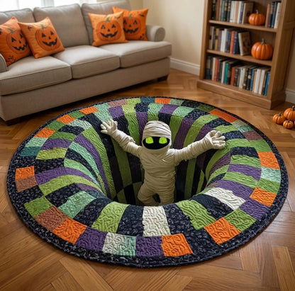 3D Optical Illusion Round Rug, Waterproof Non Slip Halloween Floor Mat in 5 Designs and 3 Sizes