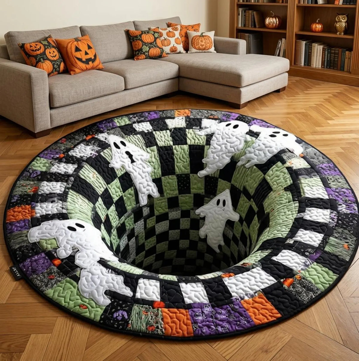 3D Optical Illusion Round Rug, Waterproof Non Slip Halloween Floor Mat in 5 Designs and 3 Sizes