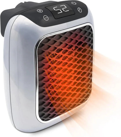 Portable Plug In Ceramic Electric Heater 800W with LED Display Adjustable Thermostat and Timer