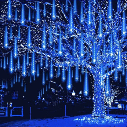 LED Dripping Icicle Lights Outdoor Christmas Cascading Meteor Shower 8 Tubes 20 Inch Linkable Set