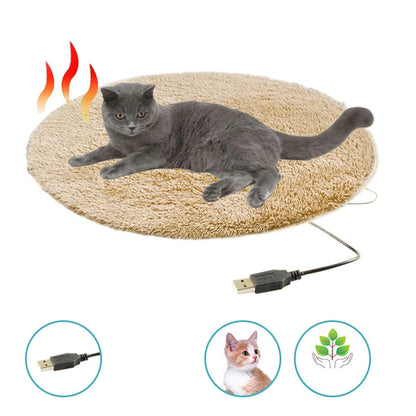 USB Heated Pet Cushion for Small and Medium Pets 15.7 Inch Round Indoor Warming Mat