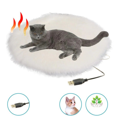 USB Heated Pet Cushion for Small and Medium Pets 15.7 Inch Round Indoor Warming Mat