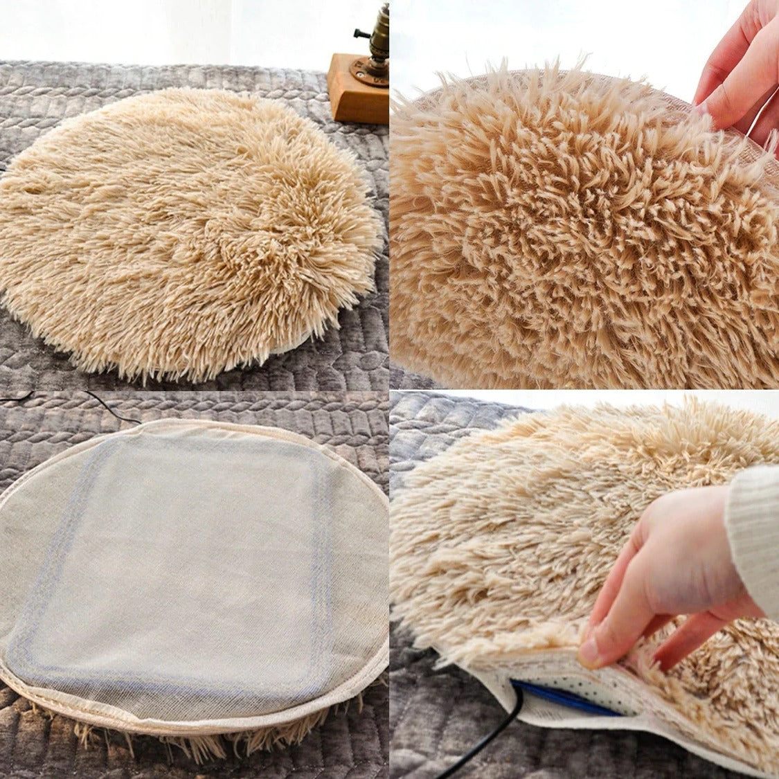 USB Heated Pet Cushion for Small and Medium Pets 15.7 Inch Round Indoor Warming Mat