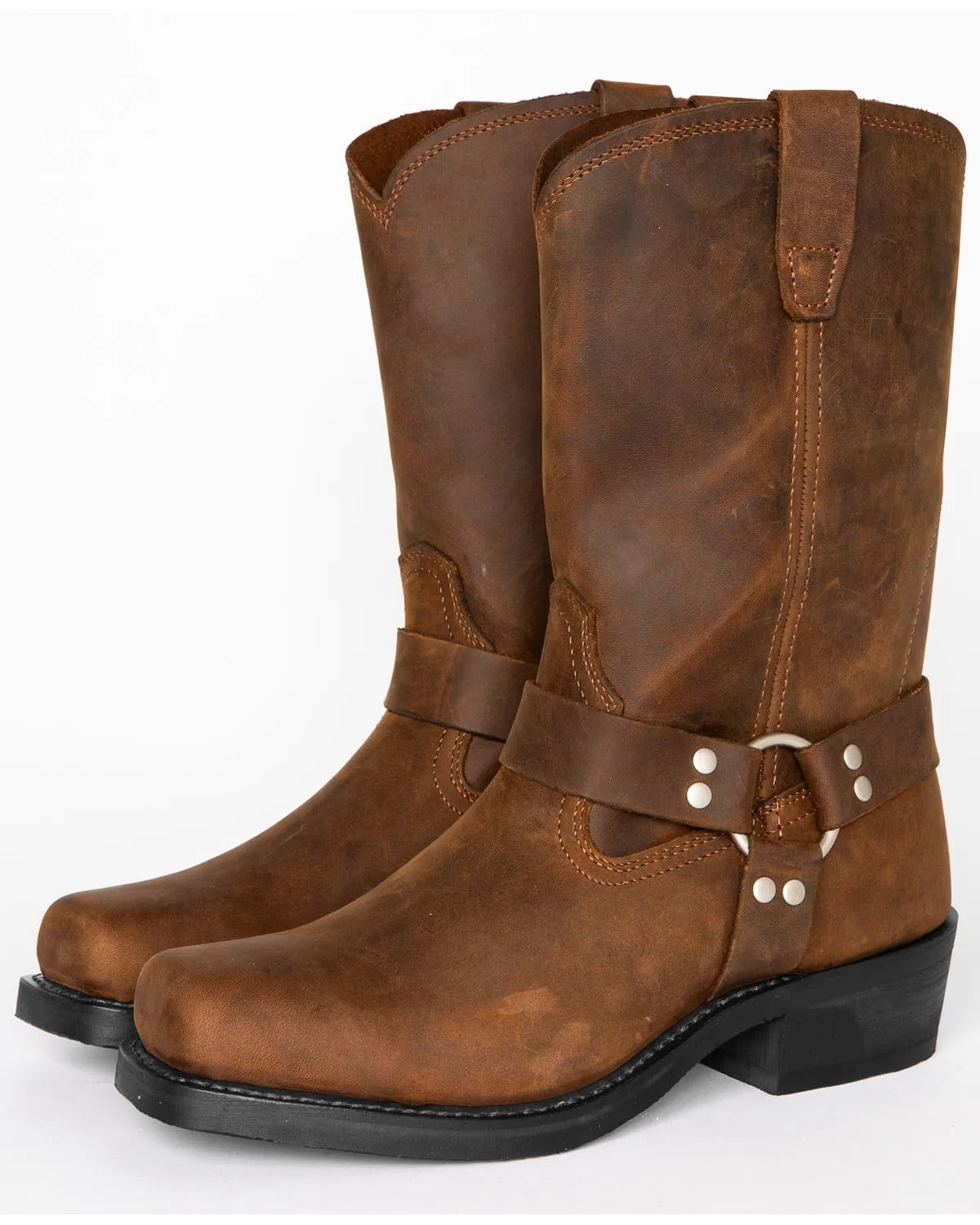 Mens 11 Inch Leather Harness Boots with Waterproof Top Grain Leather Upper and Oil Resistant Sole