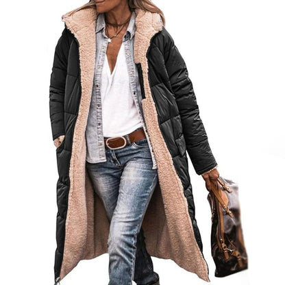 Womens Long Winter Coat with Hood Warm Insulated Coat in Six Colours Sizes S to 3XL for Cold Weather