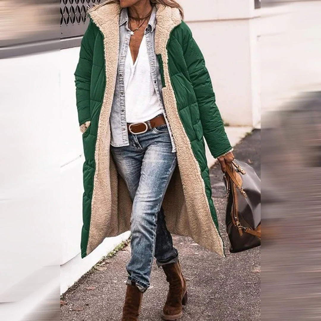 Womens Long Winter Coat with Hood Warm Insulated Coat in Six Colours Sizes S to 3XL for Cold Weather