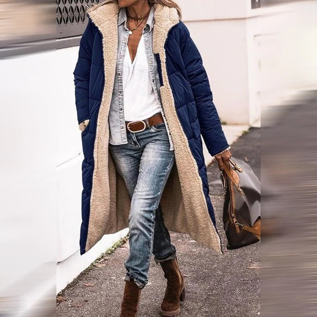 Womens Long Winter Coat with Hood Warm Insulated Coat in Six Colours Sizes S to 3XL for Cold Weather