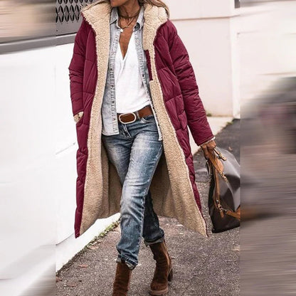 Womens Long Winter Coat with Hood Warm Insulated Coat in Six Colours Sizes S to 3XL for Cold Weather
