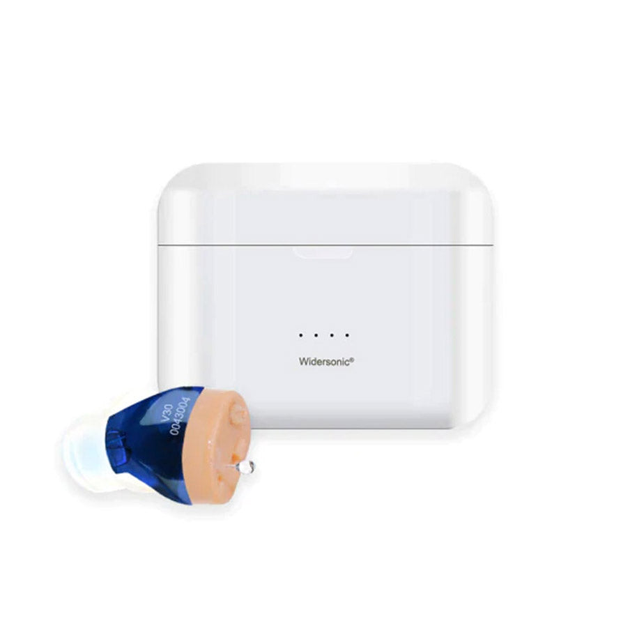 Rechargeable Discreet In Canal Hearing Amplifiers, Pair with Charging Case and USB Cable