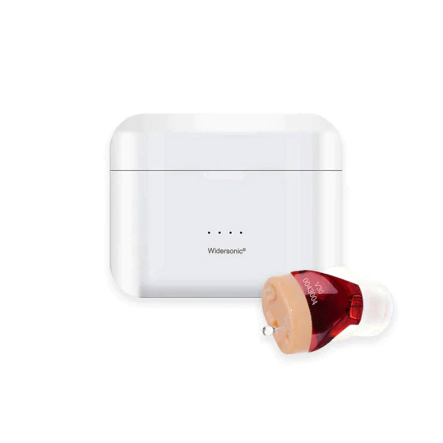 Rechargeable Discreet In Canal Hearing Amplifiers, Pair with Charging Case and USB Cable