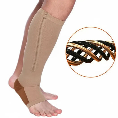 Zip Up Compression Socks with Easy On Zipper Closure for Daily Comfort, Travel and Long Standing