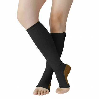 Zip Up Compression Socks with Easy On Zipper Closure for Daily Comfort, Travel and Long Standing