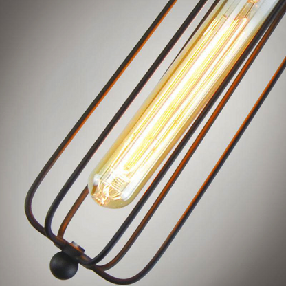 Vintage Cage Pendant Light with Industrial Metal Frame for Kitchens and Dining Rooms