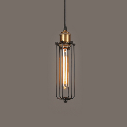 Vintage Cage Pendant Light with Industrial Metal Frame for Kitchens and Dining Rooms