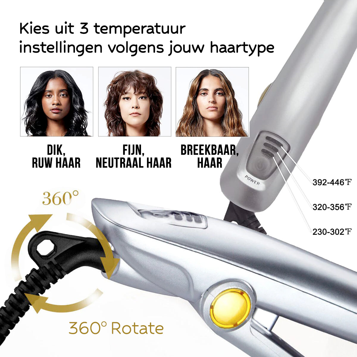 InStyler Rotating Hair Styler, 2-in-1 Curling Iron and Straightener with Ionic Bristles