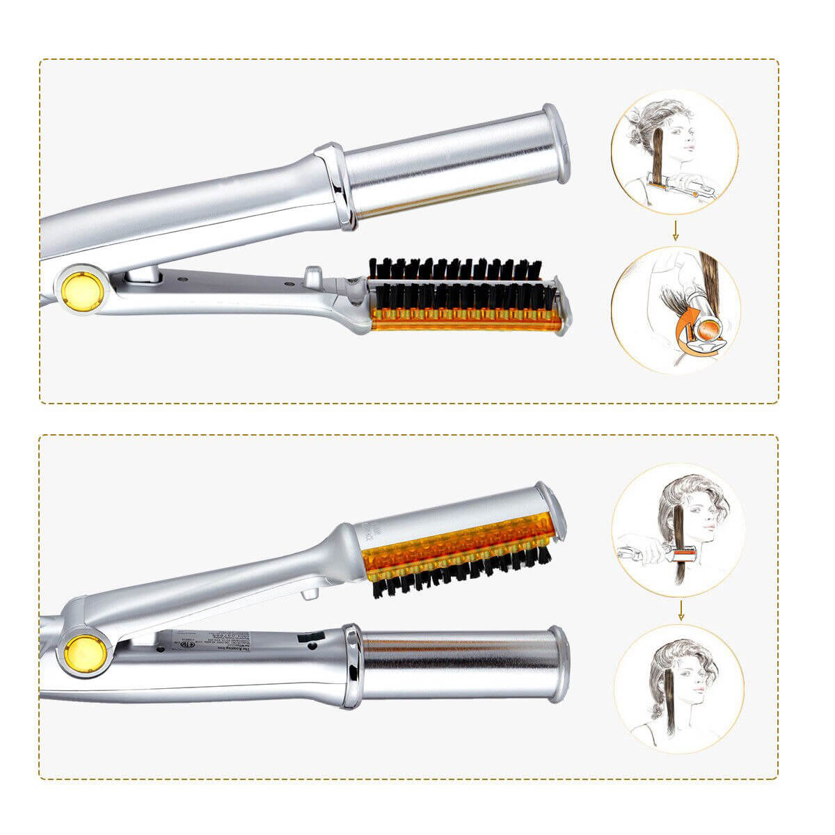 InStyler Rotating Hair Styler, 2-in-1 Curling Iron and Straightener with Ionic Bristles