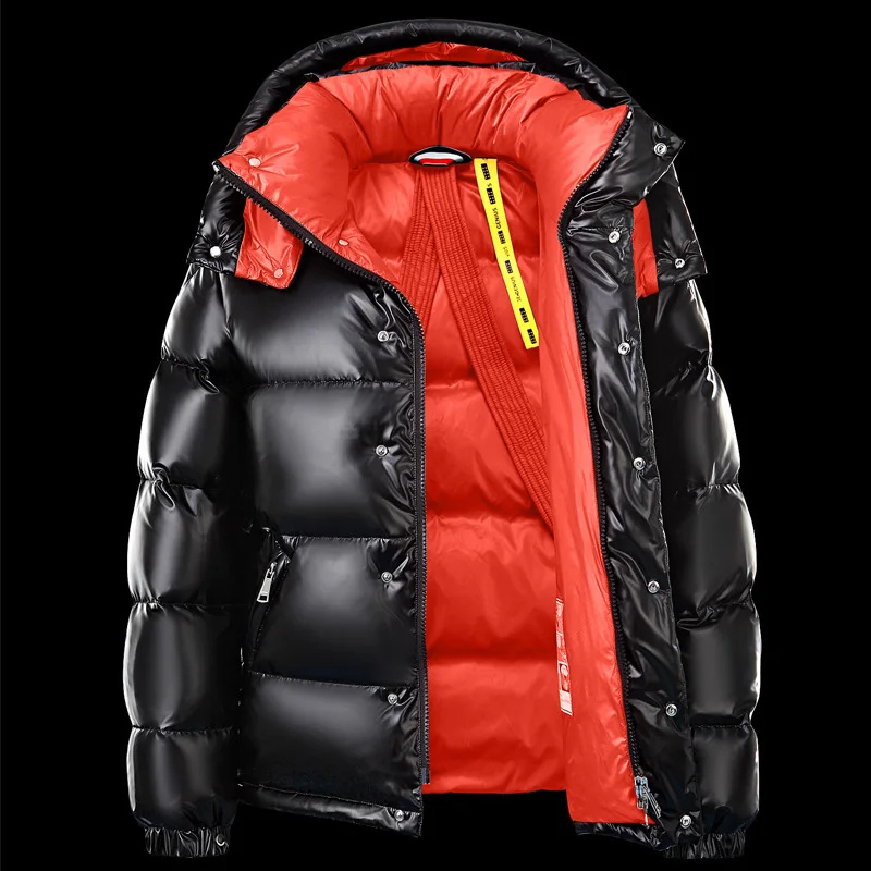 Men's Quilted Puffer Jacket with Hood - Warm Long-Sleeve Winter Coat