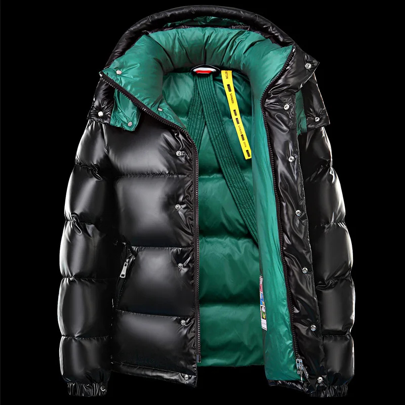 Men's Quilted Puffer Jacket with Hood - Warm Long-Sleeve Winter Coat