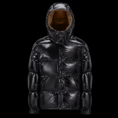 Men's Quilted Puffer Jacket with Hood - Warm Long-Sleeve Winter Coat