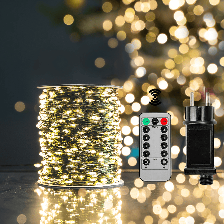 Copper Wire Fairy Lights - Remote Control LED String with 8 Modes, IP65 Weatherproof
