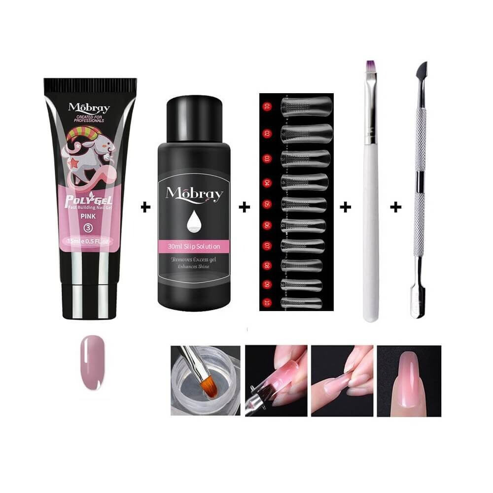 Luxe Poly Gel Nail Kit for At-Home Salon-Style Nail Extensions and Overlays in Minutes