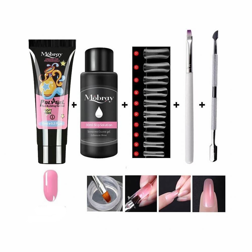 Luxe Poly Gel Nail Kit for At-Home Salon-Style Nail Extensions and Overlays in Minutes