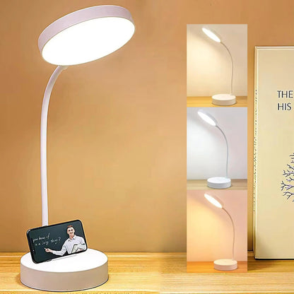 LED Desk Lamp with USB Charging - Adjustable Swan-Neck Reading Light, Touch Control
