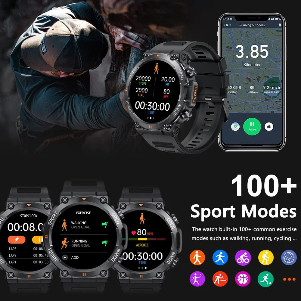 Rugged Outdoor Smartwatch with 1.39 Inch Round Display, Long Battery Life and Activity Tracking