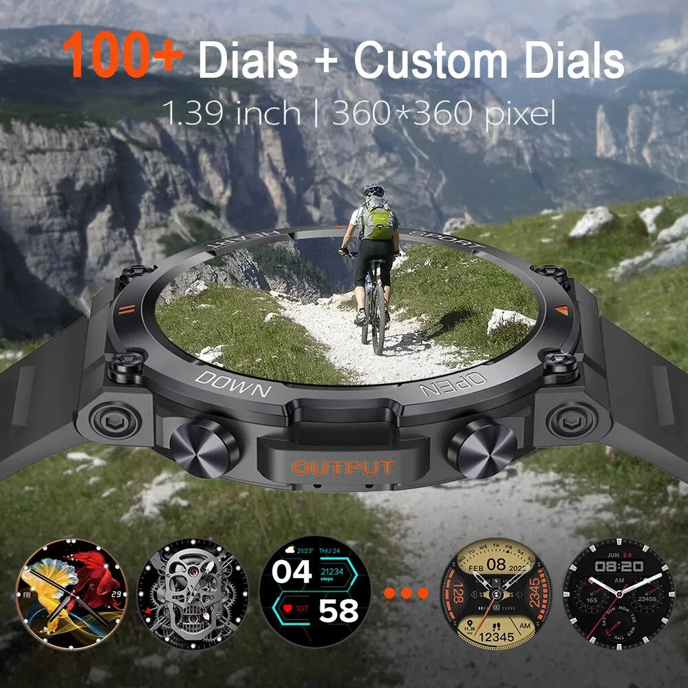 Rugged Outdoor Smartwatch with 1.39 Inch Round Display, Long Battery Life and Activity Tracking