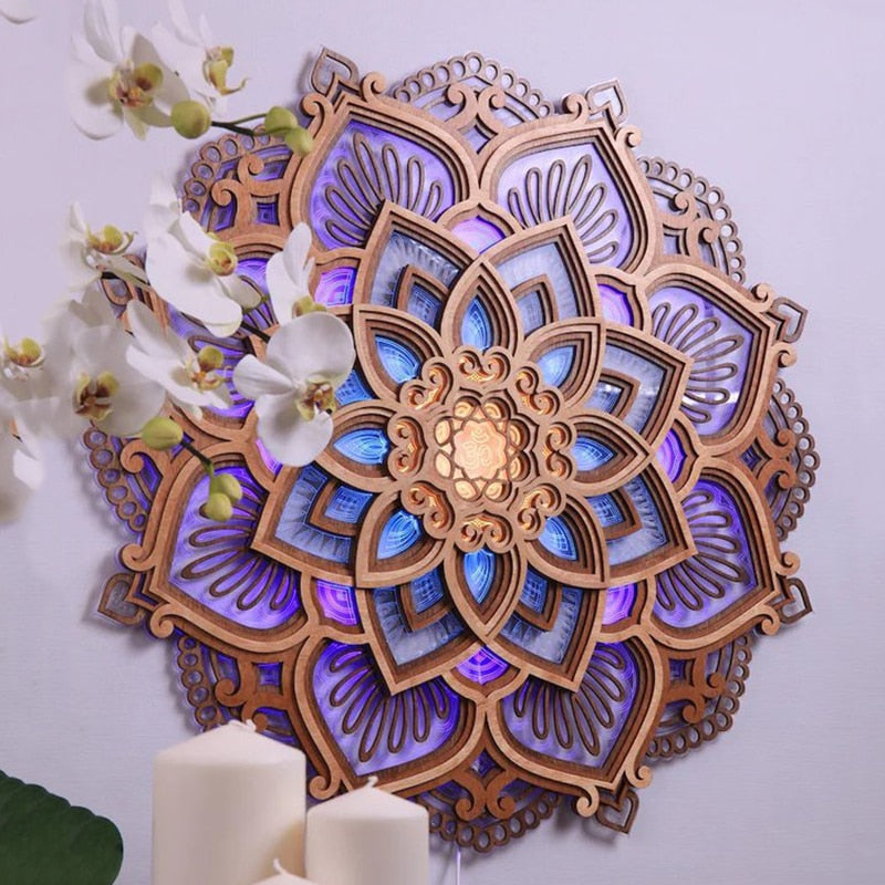 Mandala Wall Lamp with Dimmable LED Lighting for a Calm, Relaxing Home Atmosphere