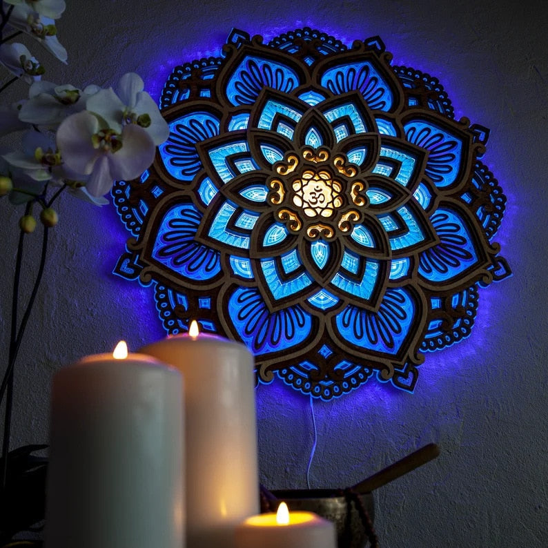 Mandala Wall Lamp with Dimmable LED Lighting for a Calm, Relaxing Home Atmosphere