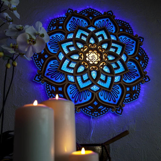 Mandala Wall Lamp with Dimmable LED Lighting for a Calm, Relaxing Home Atmosphere