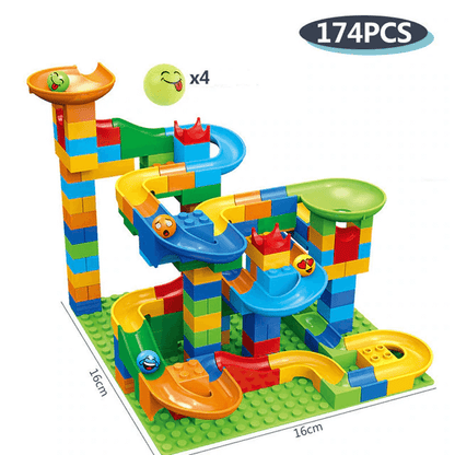 Ball Track Building Blocks - Marble Run Maze with Slides for Kids Ages 6 and Older