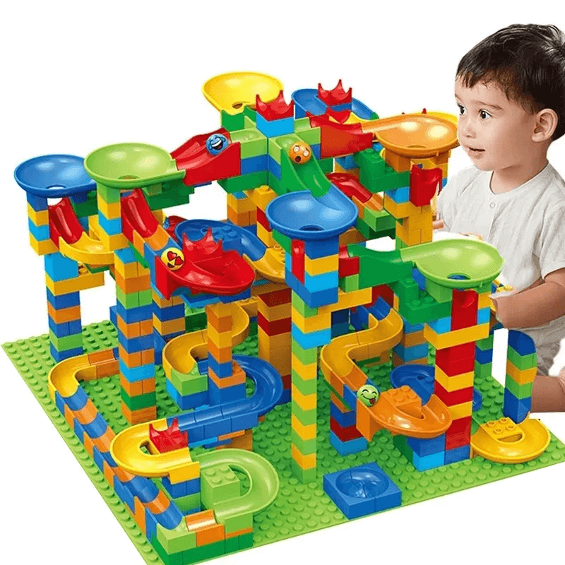 Ball Track Building Blocks - Marble Run Maze with Slides for Kids Ages 6 and Older