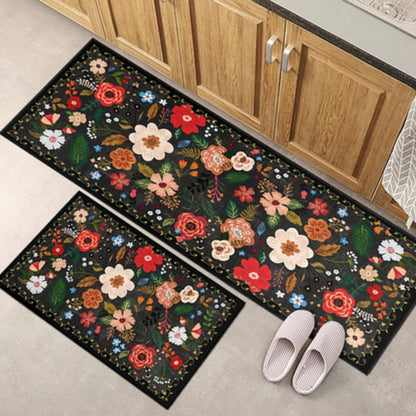 Boho Floral Kitchen Mat Set - Anti-Fatigue Cushioned Mats, Set of 2