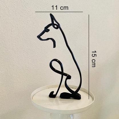 Modern Wireframe Dog Figure, Handcrafted Steel Sculpture for Home and Office Decor