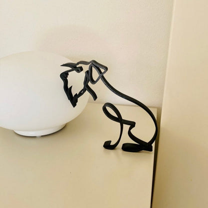 Modern Wireframe Dog Figure, Handcrafted Steel Sculpture for Home and Office Decor
