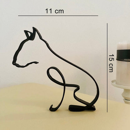 Modern Wireframe Dog Figure, Handcrafted Steel Sculpture for Home and Office Decor