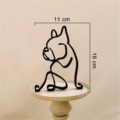 Modern Wireframe Dog Figure, Handcrafted Steel Sculpture for Home and Office Decor