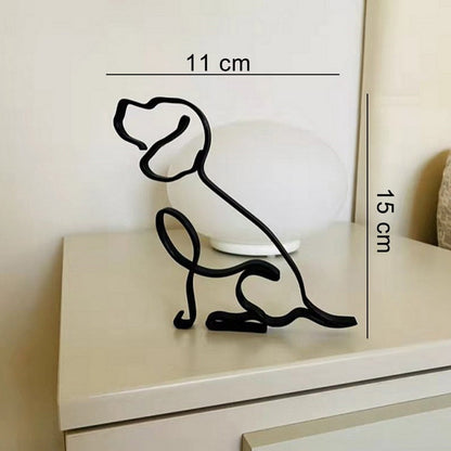 Modern Wireframe Dog Figure, Handcrafted Steel Sculpture for Home and Office Decor