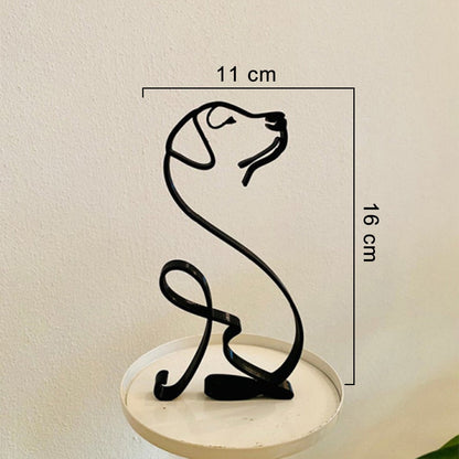 Modern Wireframe Dog Figure, Handcrafted Steel Sculpture for Home and Office Decor
