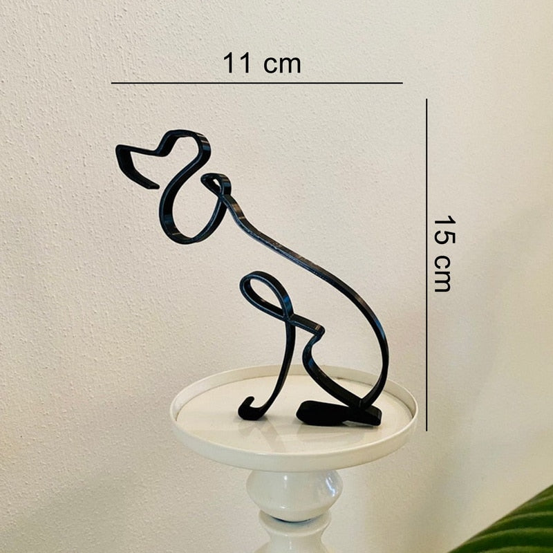 Modern Wireframe Dog Figure, Handcrafted Steel Sculpture for Home and Office Decor