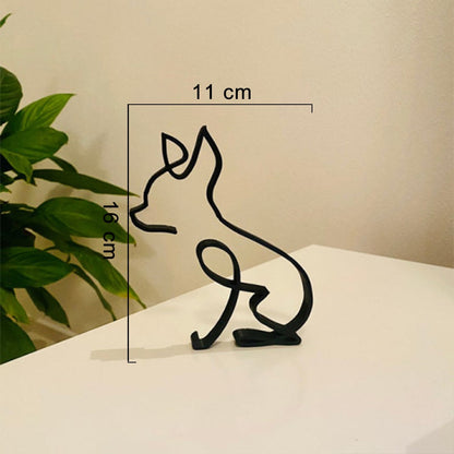 Modern Wireframe Dog Figure, Handcrafted Steel Sculpture for Home and Office Decor