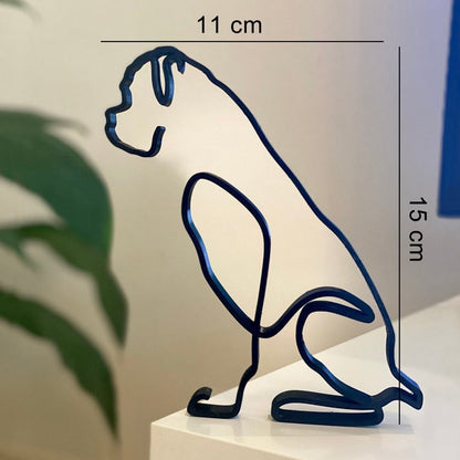 Modern Wireframe Dog Figure, Handcrafted Steel Sculpture for Home and Office Decor