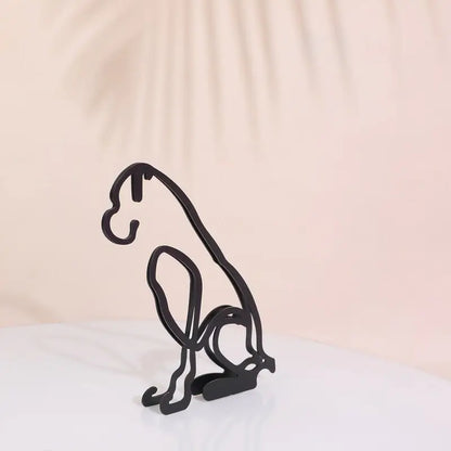 Modern Wireframe Dog Figure, Handcrafted Steel Sculpture for Home and Office Decor